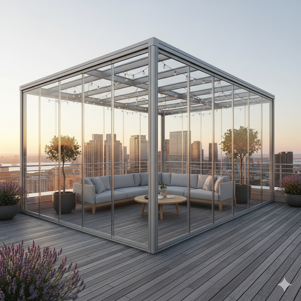 Cerramiento de terraza fabricado por Alumiplast en Madrid